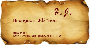 Hronyecz János névjegykártya